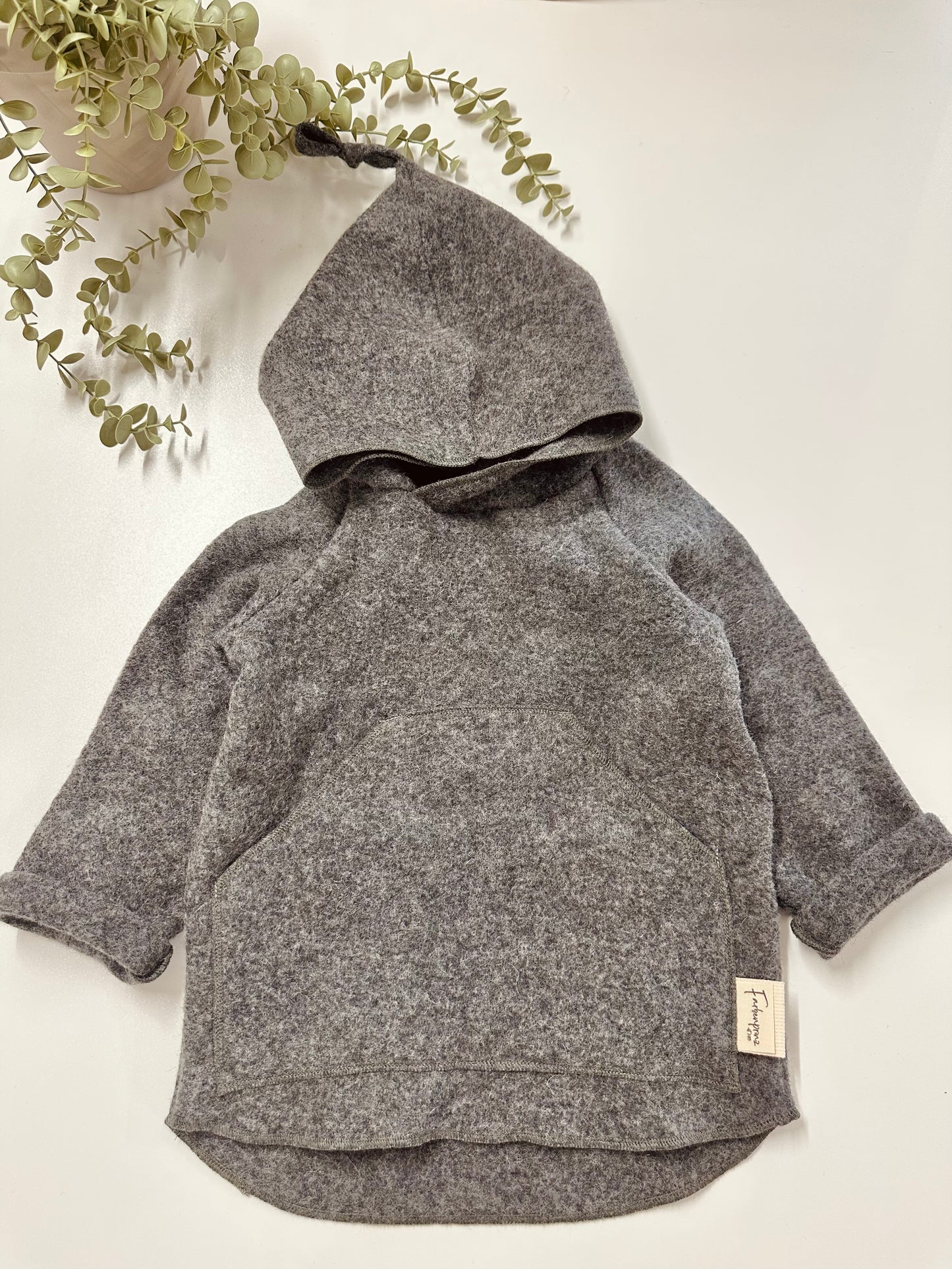 Wollfleece Hoodie-Jacke, 100% Wolle, Frühling