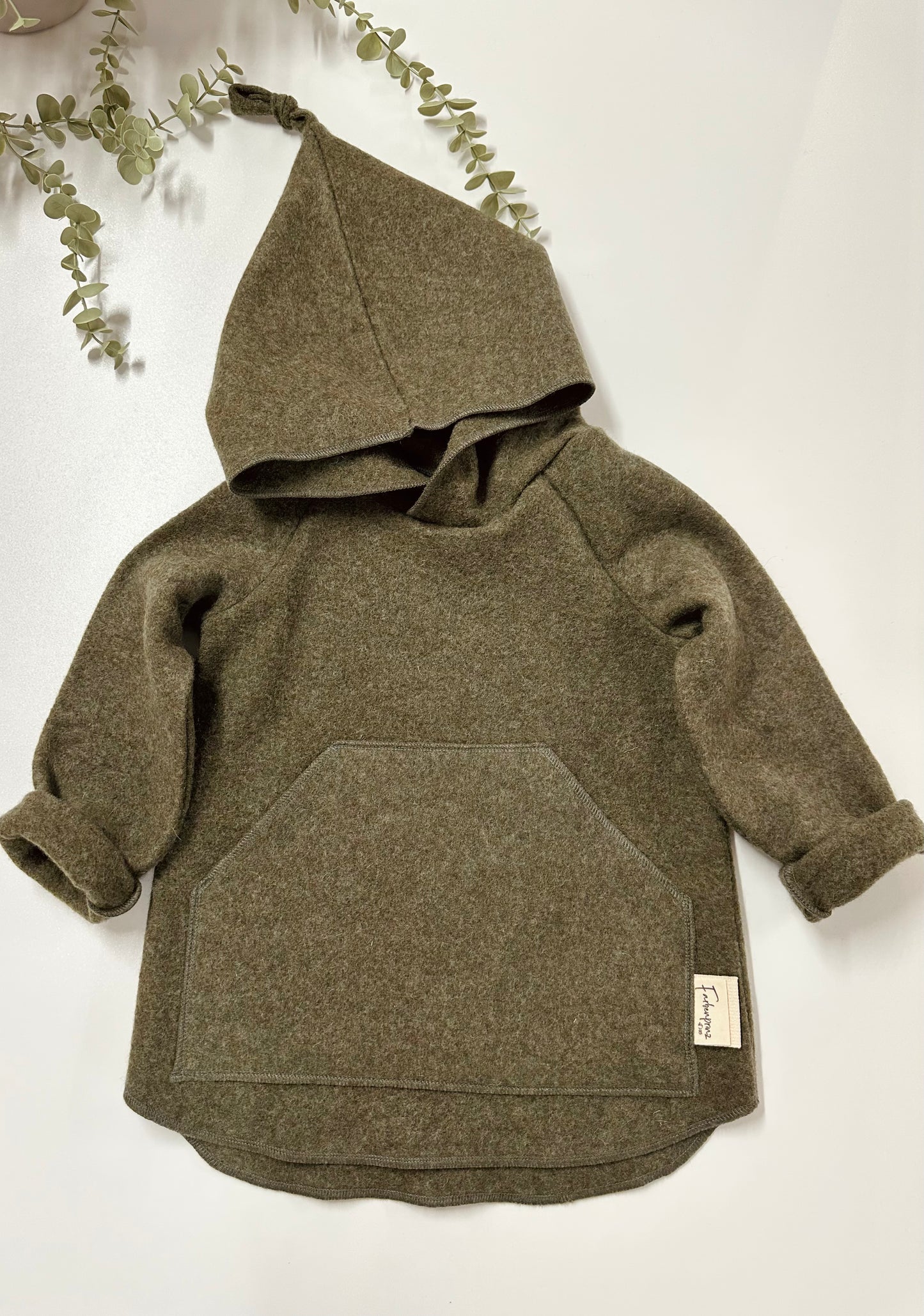 Wollfleece Hoodie-Jacke, 100% Wolle, Frühling