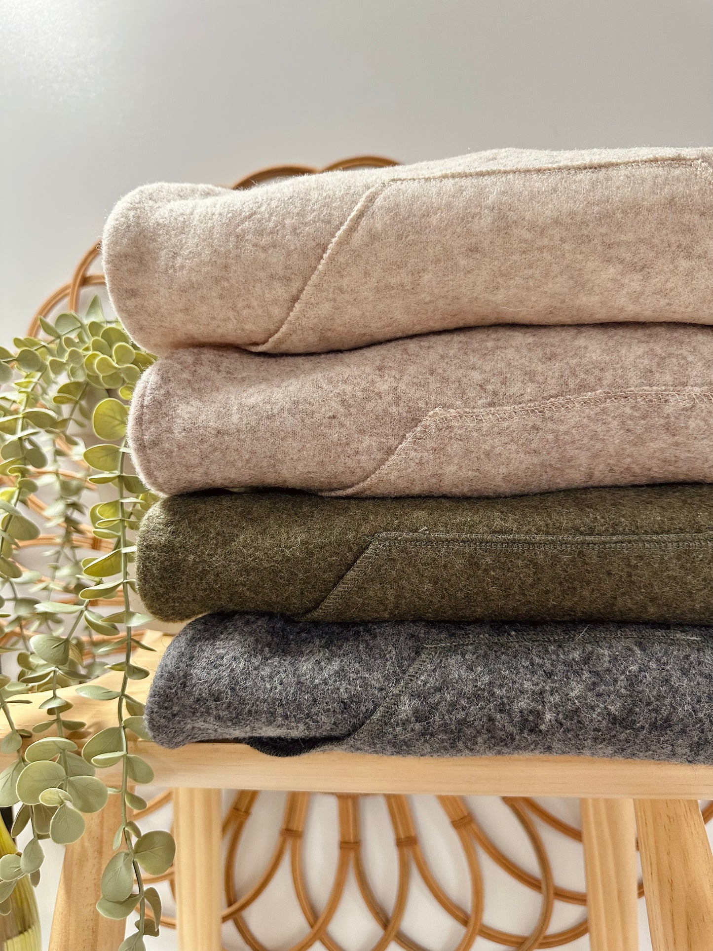 Wollfleece Hoodie-Jacke, 100% Wolle, Frühling
