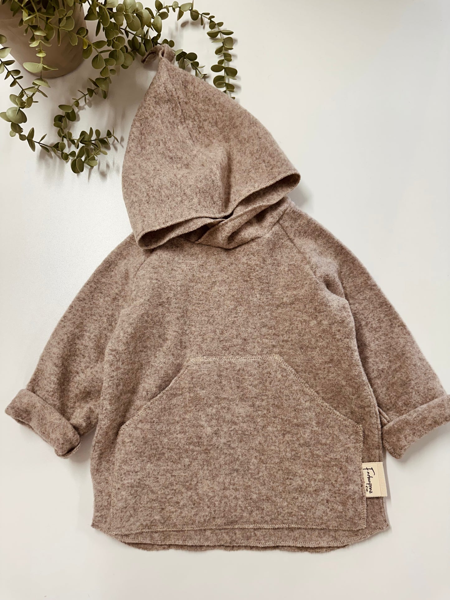 Wollfleece Hoodie-Jacke, 100% Wolle, Frühling