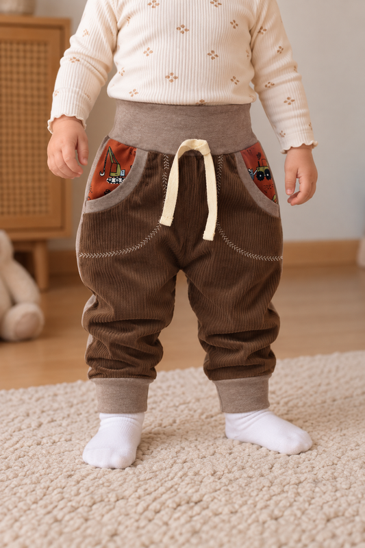 Weiche Mitwachshose für Kinder, Baumwolle, langes Bündchen, Größe 74-86, von Farbenprinz.