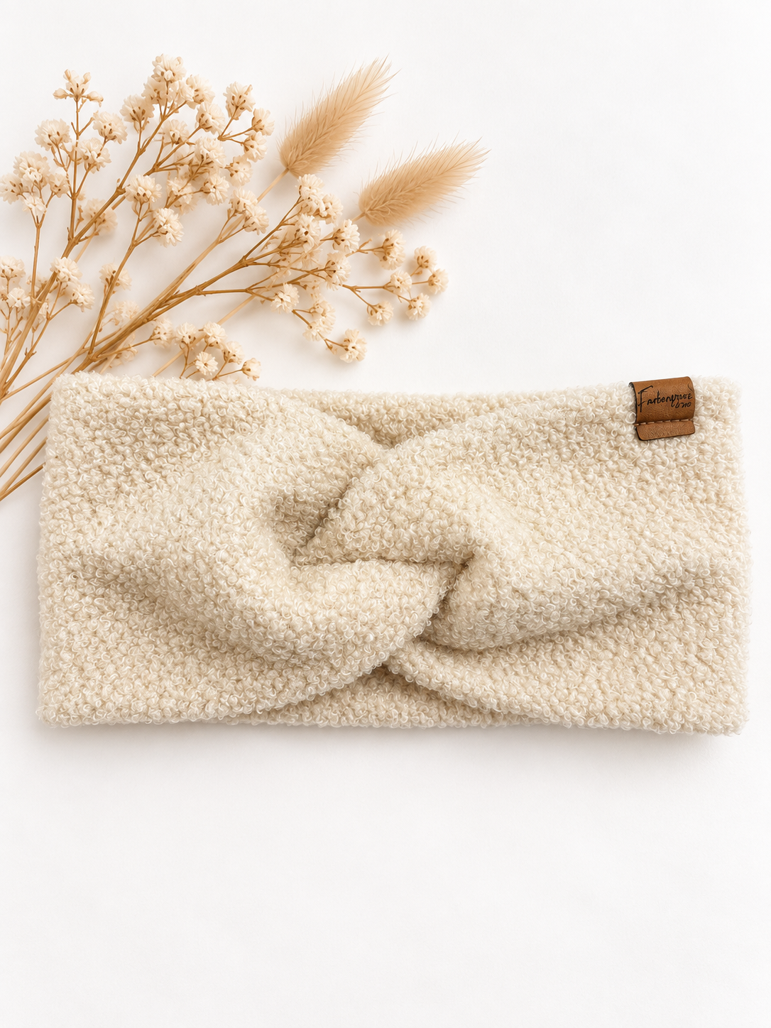 Damen-Stirnband aus Bouclé, breit geschnitten, warm und rutschfest, für Kopfumfang 54-56 cm, von Farbenprinz