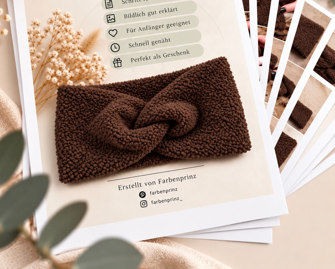 Farbenprinz Bouclé-Stoffstreifen für Stirnbänder, 25 cm x 1,50 m, reine Stoffstreifen