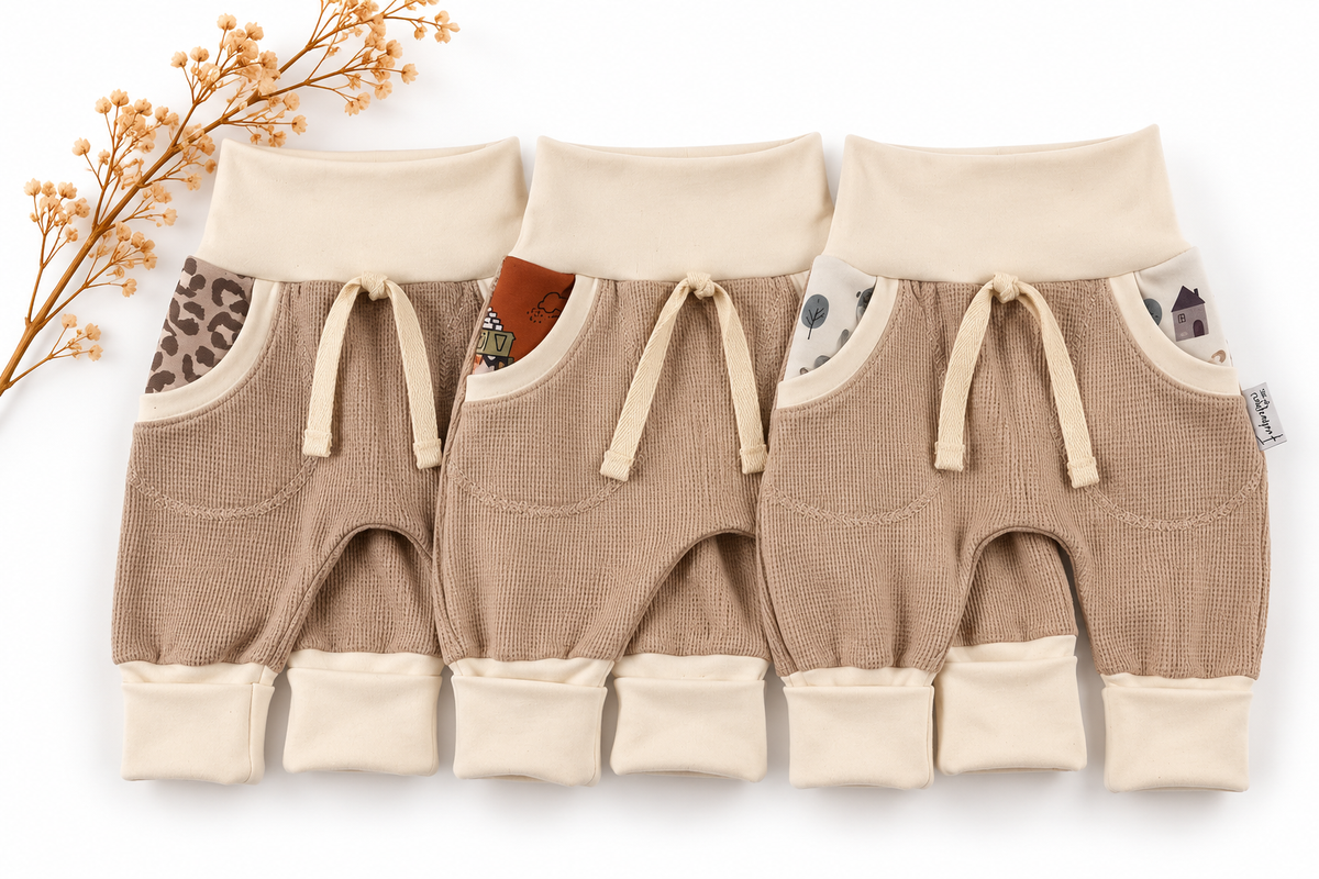 Weiche Babyhose von Farbenprinz, Mitwachshose aus Baumwolle mit langem Bündchen, in Größe 62-68, bequem und elastisch