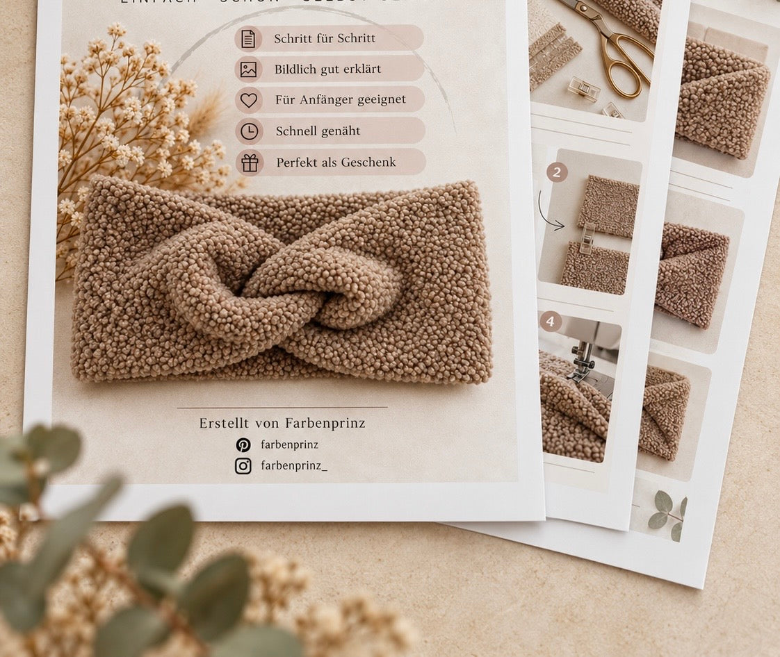 Bouclé-Stoffstreifen für Stirnbänder von Farbenprinz, 25 cm x 1,50 m, reine Stoffstreifen