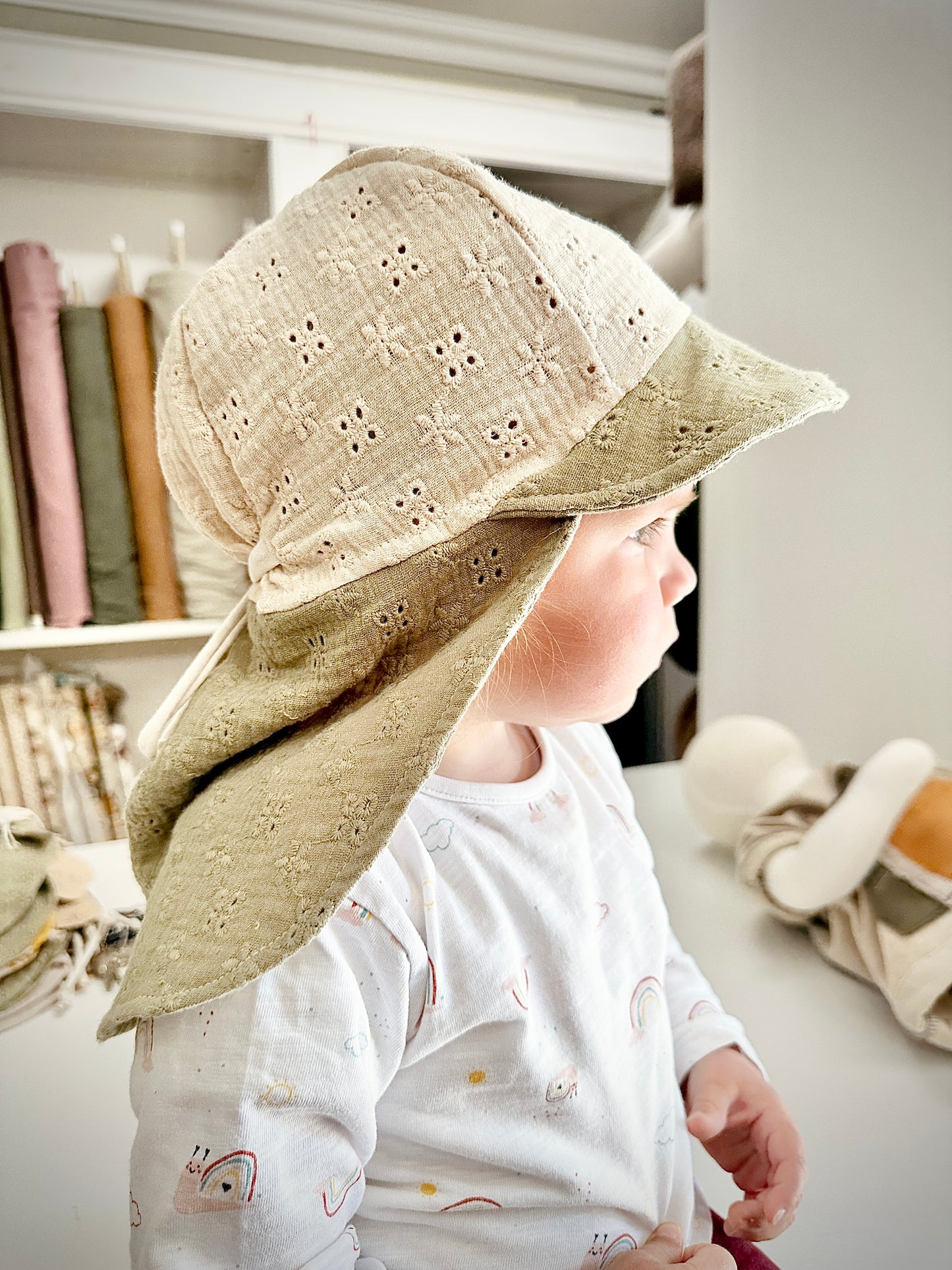 Sommermütze, Schirmchen, 100% Baumwolle, Musselin, Kopfumfang 49-52