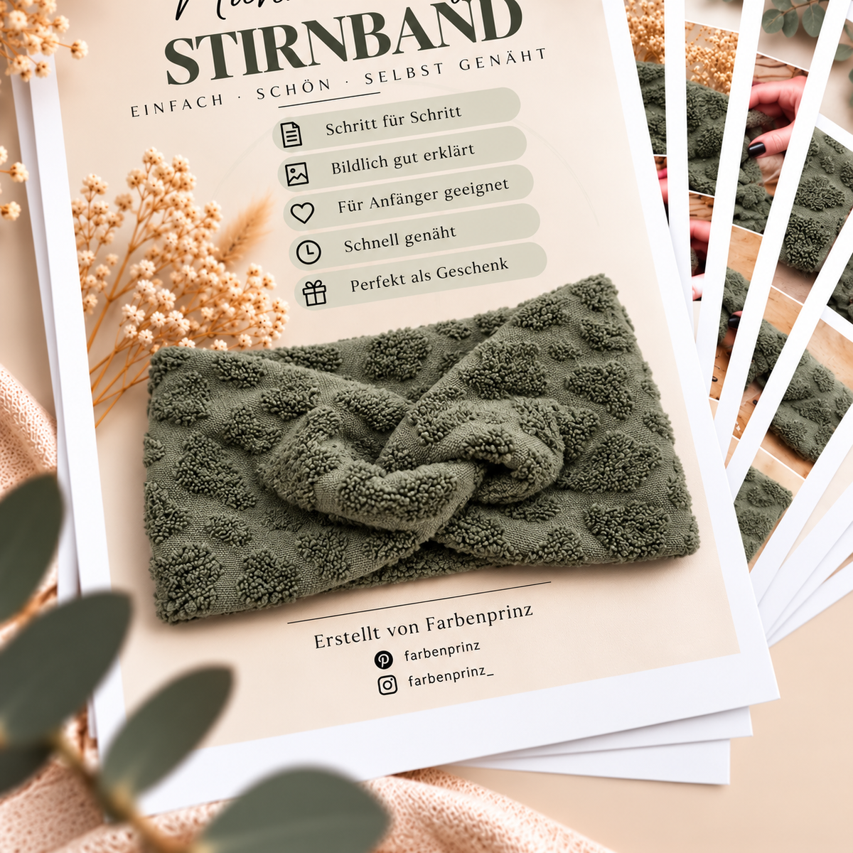 Stoffstreifen für 2 Stirnbänder | 25 cm x 1,50 m | REINE STOFFSTREIFEN ohne Nähanleitung