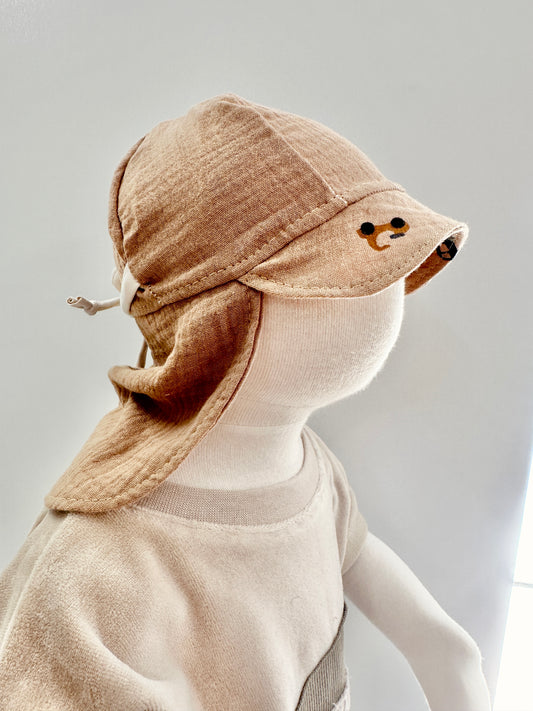 Sommermütze mit Schirmchen, 100% Baumwolle, Musselin, Kopfumfang 35-38