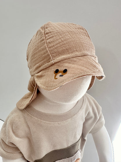 Sommermütze mit Schirmchen, 100% Baumwolle, Musselin, Kopfumfang 35-38