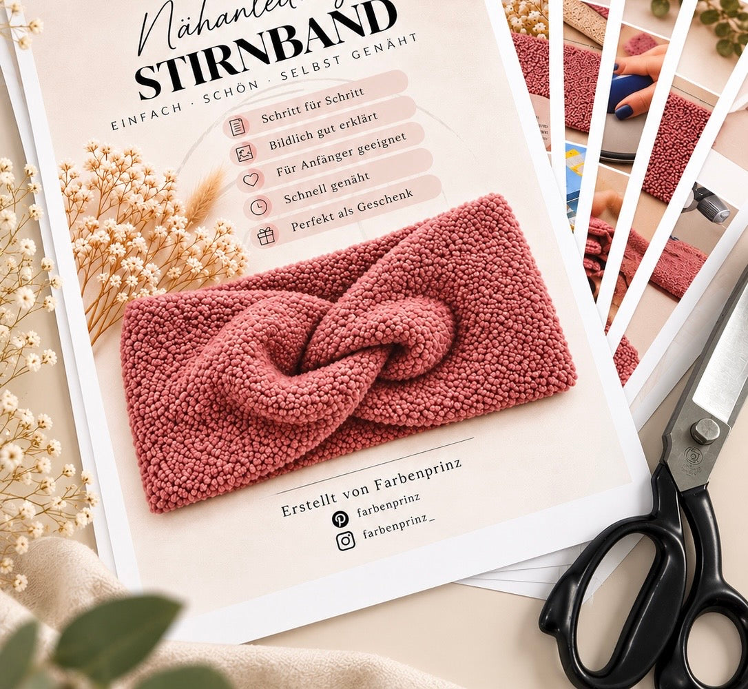 Bouclé-Stoffstreifen für Stirnbänder von Farbenprinz, 25 cm x 1,50 m, ohne Nähanleitung