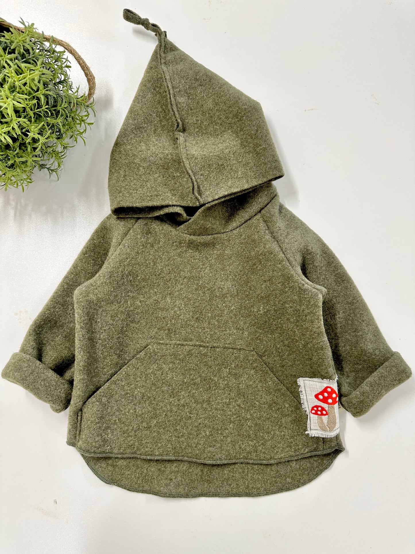 Hoodie-Jacke, Merinowolle, Pilz