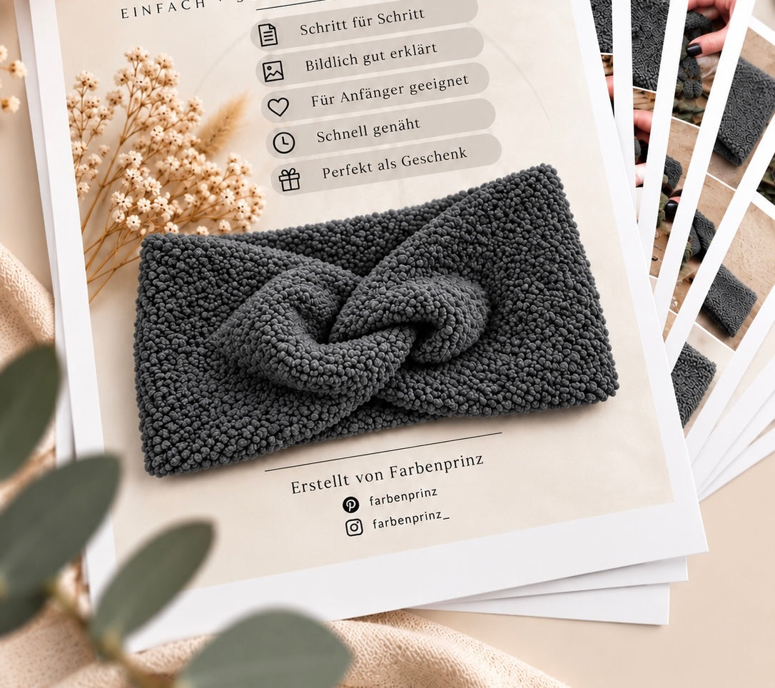 Farbenprinz Bouclé-Stoffstreifen für Stirnbänder, 25 cm x 1,50 m, reine Stoffstreifen