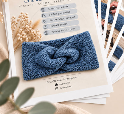 Farbenprinz Bouclé-Stoffstreifen für Stirnbänder, 25 cm x 1,50 m, reine Stoffstreifen