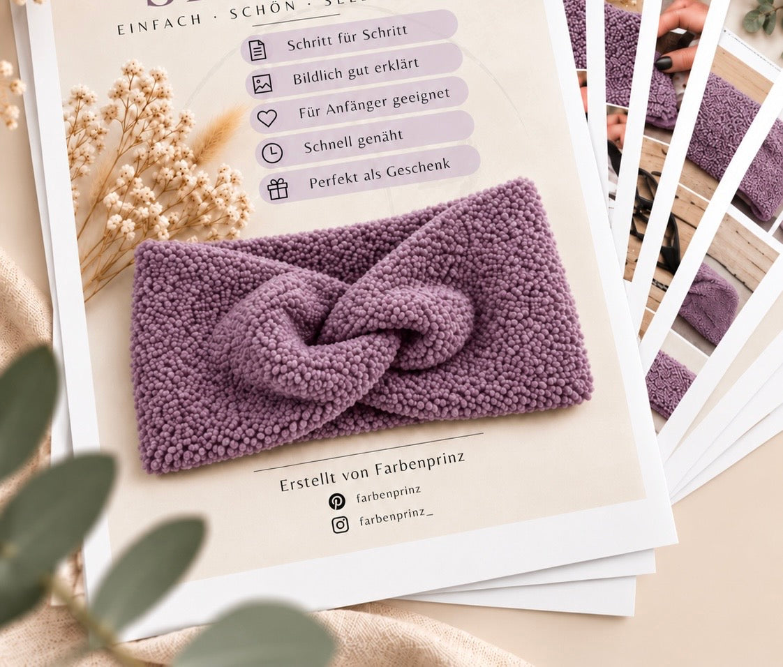 Bouclé Stoffstreifen von Farbenprinz für Stirnbänder, 25 cm x 1,50 m, reine Stoffstreifen