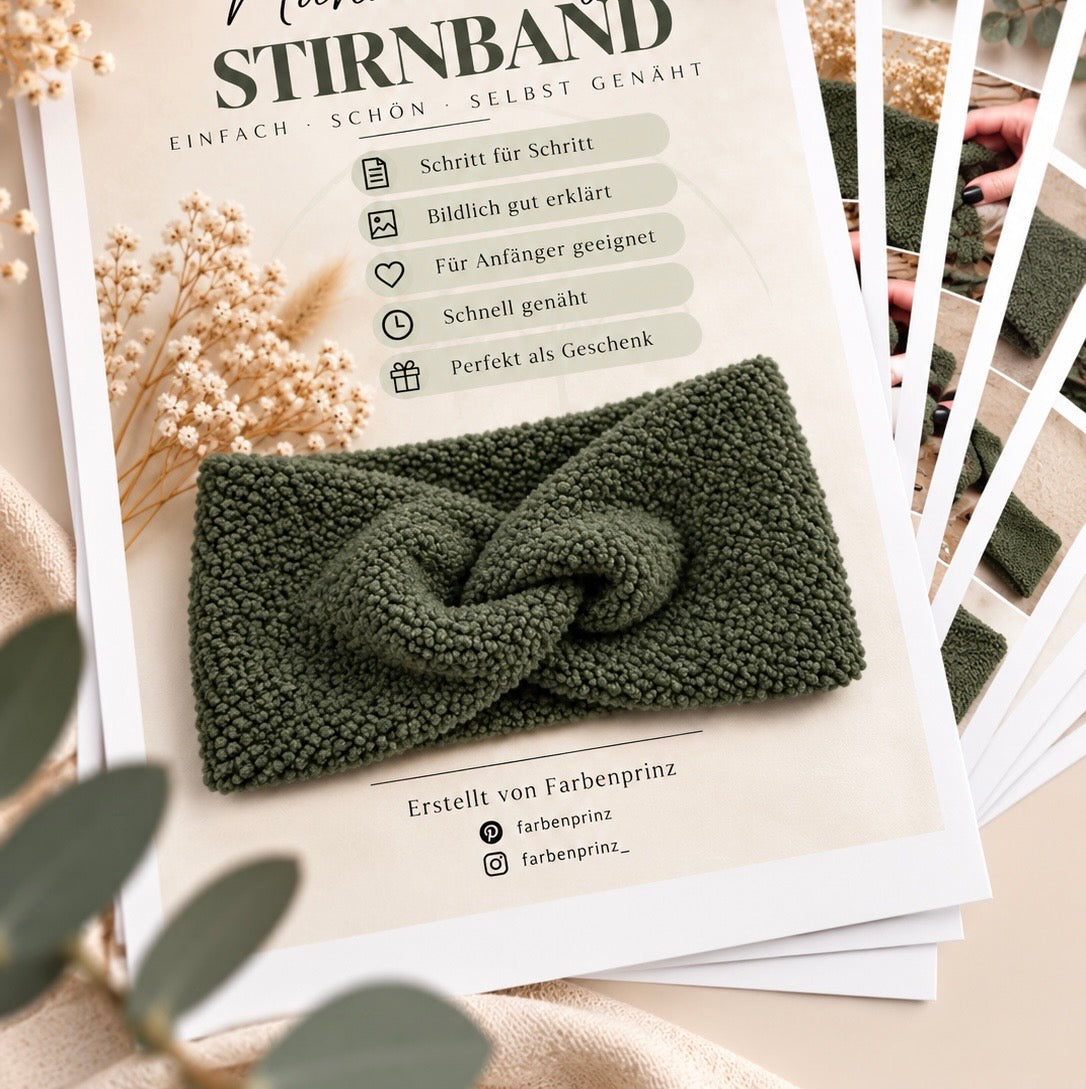 Bouclé-Stoffstreifen von Farbenprinz für Stirnbänder, 25 cm x 1,50 m, ohne Nähanleitung