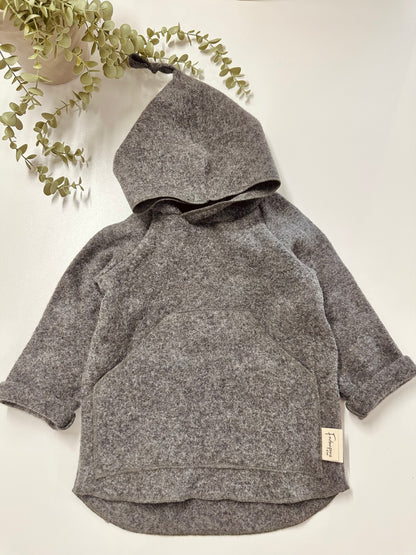 Wollfleece Hoodie-Jacke, 100% Wolle, Frühling