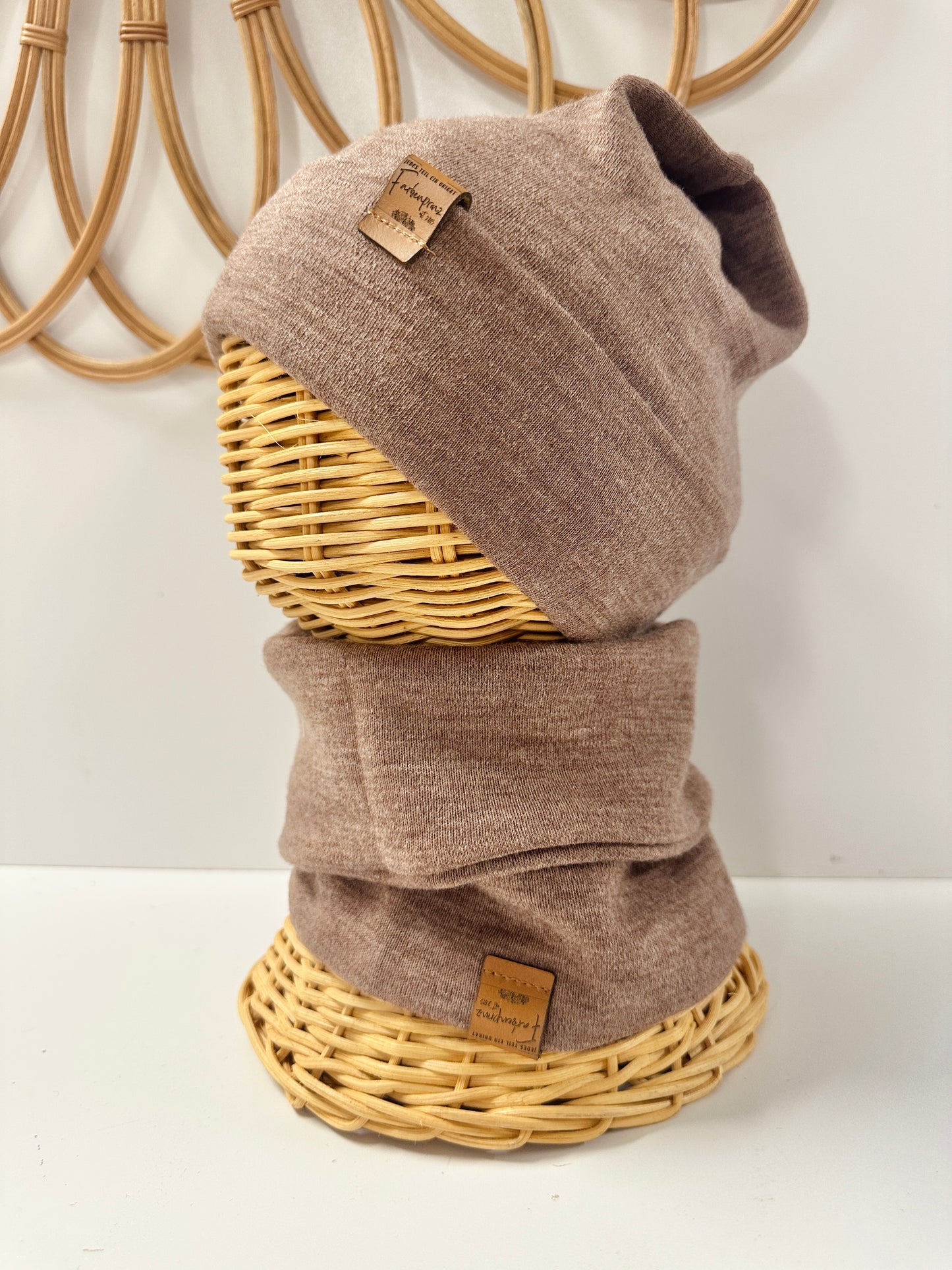 Merinowollmützen-Loop Set , 100% Merinowolle