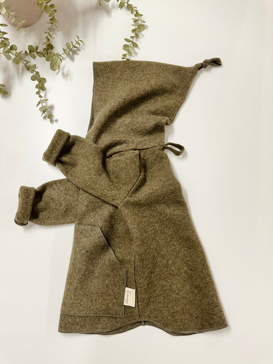 Wollfleece Hoodie-Jacke, 100% Wolle, Frühling