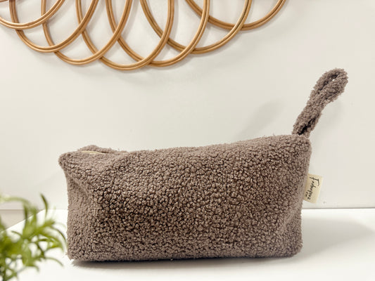 Beautycasetasche, Boucle taupe, Kosmetiktasche, Kulturtasche