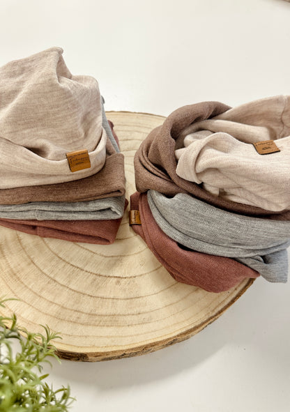 Merinowollmützen-Loop Set , 100% Merinowolle