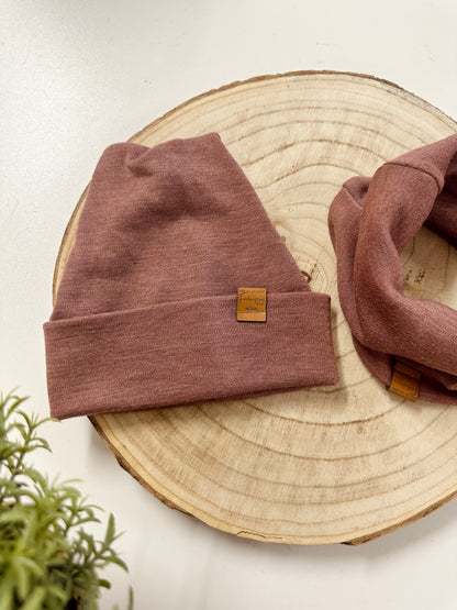 Merinowollmützen-Loop Set , 100% Merinowolle