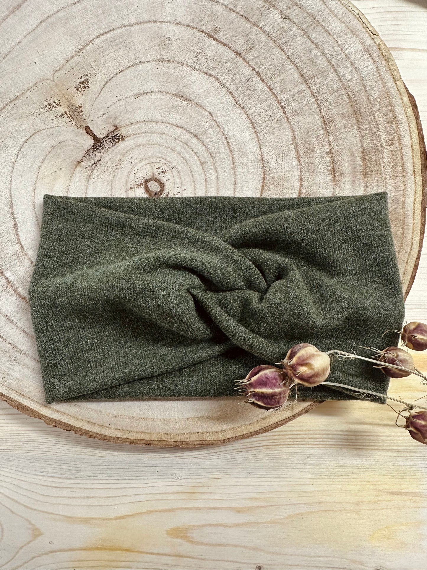 Stirnband Strickstoff, Erwachsene, Jägerngrün