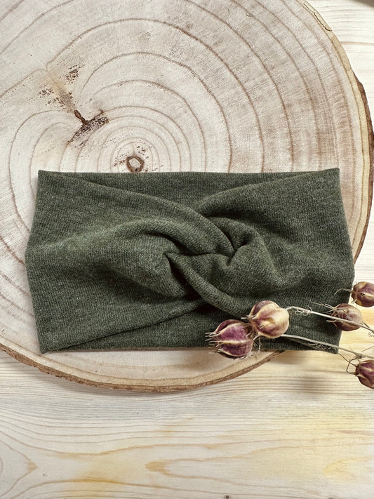 Stirnband Strickstoff, Erwachsene, Jägerngrün