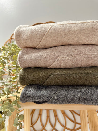 Wollfleece Hoodie-Jacke, 100% Wolle, Frühling