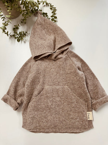 Wollfleece Hoodie-Jacke, 100% Wolle, Frühling