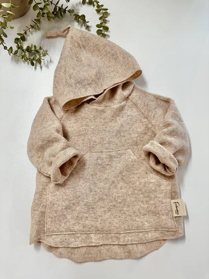 Wollfleece Hoodie-Jacke, 100% Wolle, Frühling